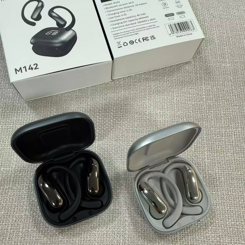 M142 OWS Open Ear Hook Bluetooth Earbuds, Digital LED Battery Display Wireless Sports Headphones