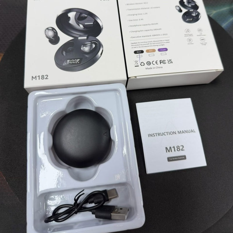 Sleep Noise Masking Bluetooth Earbuds, Mini Invisible Wireless Headphones with Mirror Digital Display Charging Box