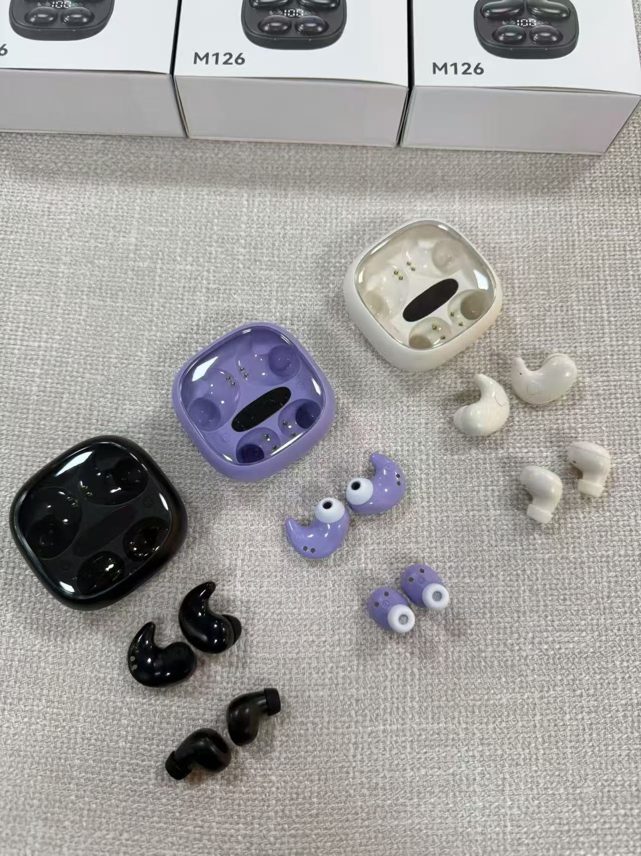 2-in-1 Dual Style TWS Earbuds Sleep Mini Earphones & Ear Clip Headphones With Makeup Mirror Digital Display Charging Case