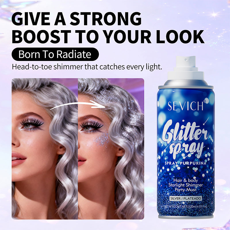 Silver Hair and Body Shimmer Spray Powder