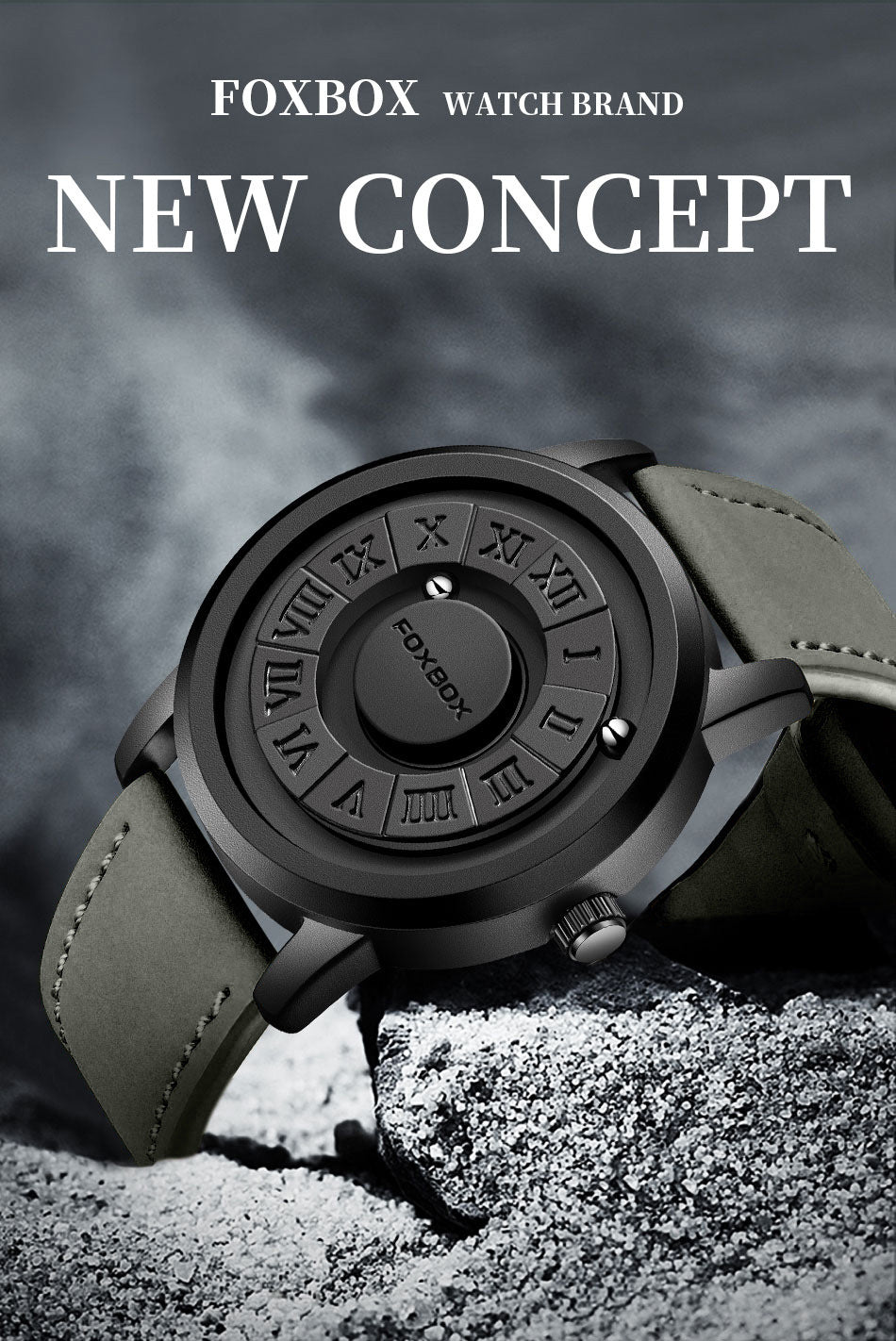 Fashion Scrolling Dial Leather Steel Band Mens Minimalist Watch