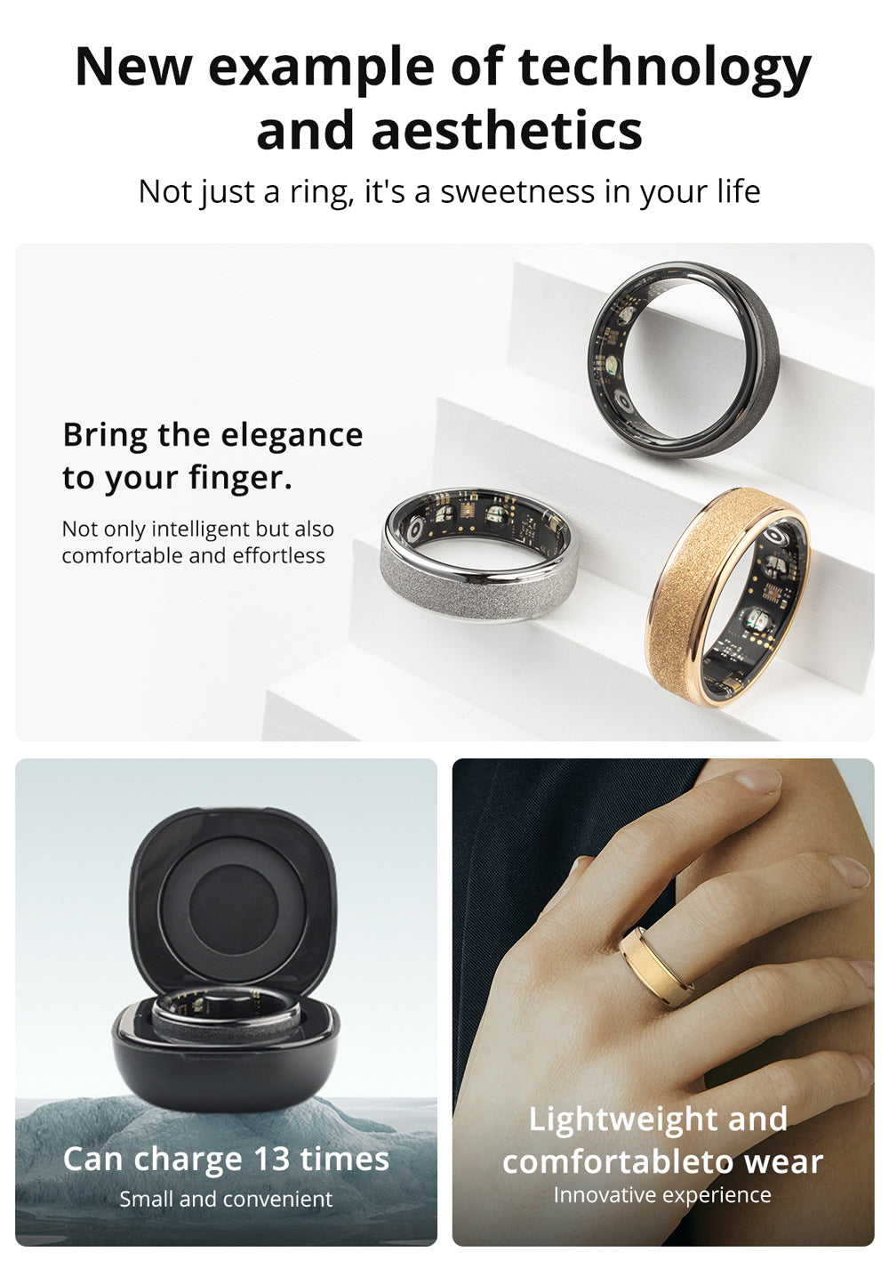 Smart Health Ring Fitness Tracker Ring For Sleep Heart Rate Monitoring