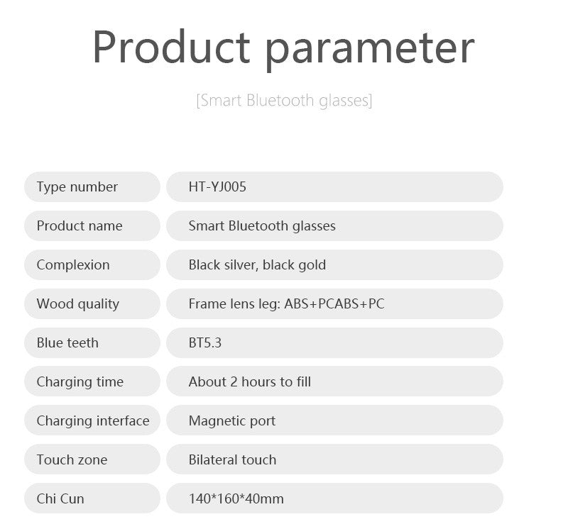 Touch Control Smart Bluetooth Glasses with Multi Functions