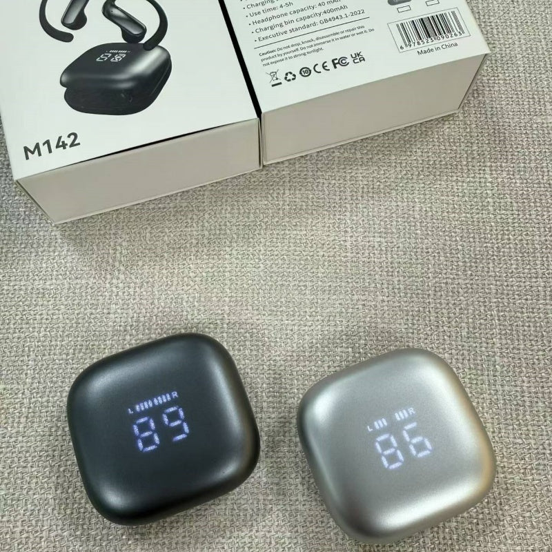 M142 OWS Open Ear Hook Bluetooth Earbuds, Digital LED Battery Display Wireless Sports Headphones