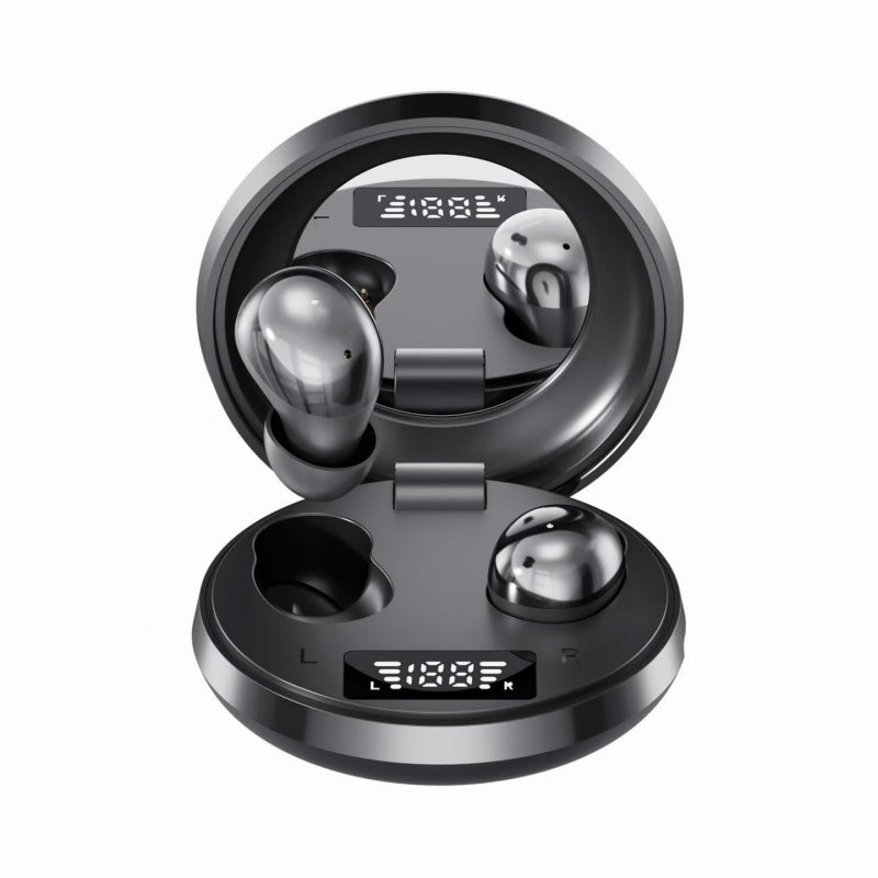 Sleep Noise Masking Bluetooth Earbuds, Mini Invisible Wireless Headphones with Mirror Digital Display Charging Box