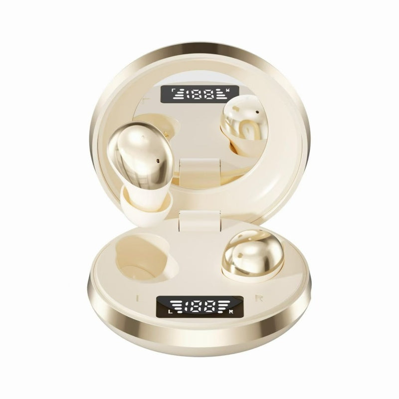Sleep Noise Masking Bluetooth Earbuds, Mini Invisible Wireless Headphones with Mirror Digital Display Charging Box