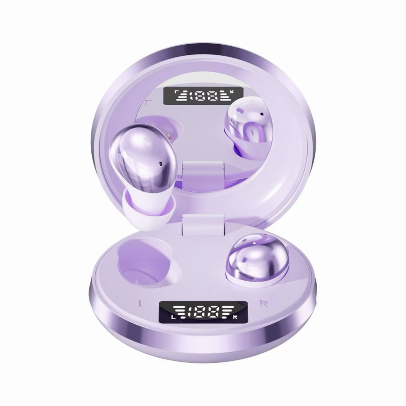 Sleep Noise Masking Bluetooth Earbuds, Mini Invisible Wireless Headphones with Mirror Digital Display Charging Box