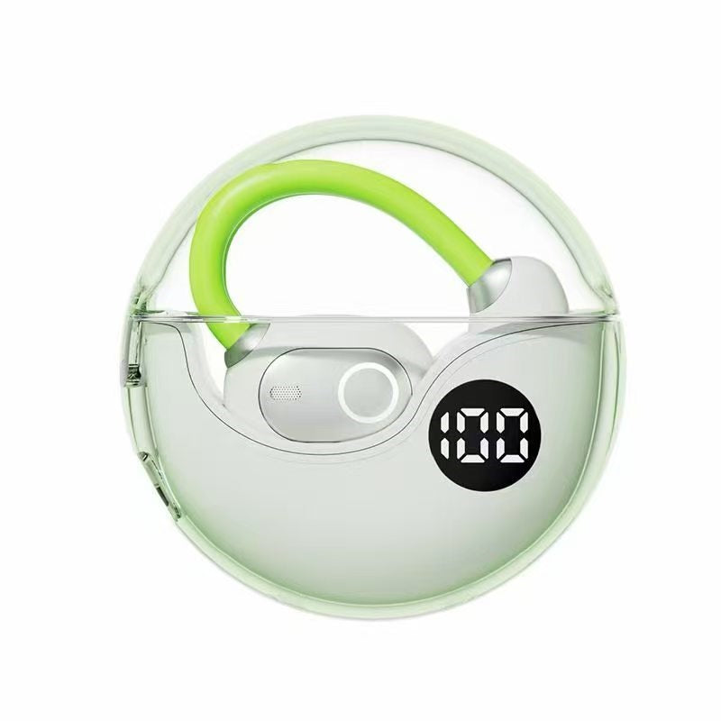 Transparent Round OWS Open Ear Bluetooth Earbuds With Digital Power Display
