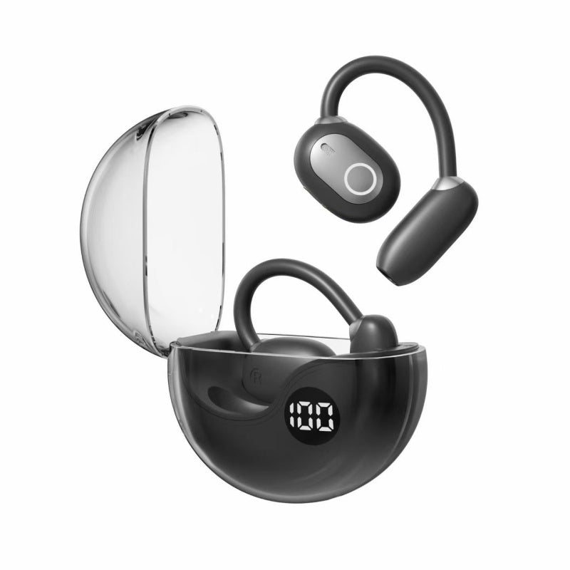 Transparent Round OWS Open Ear Bluetooth Earbuds With Digital Power Display