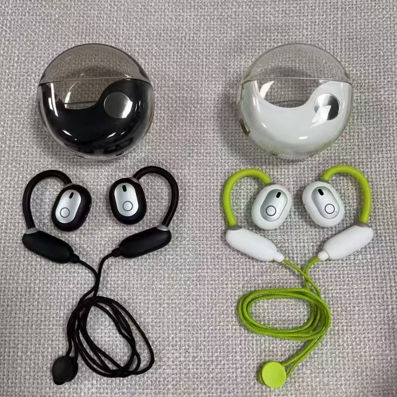 Transparent Round OWS Open Ear Bluetooth Earbuds With Digital Power Display