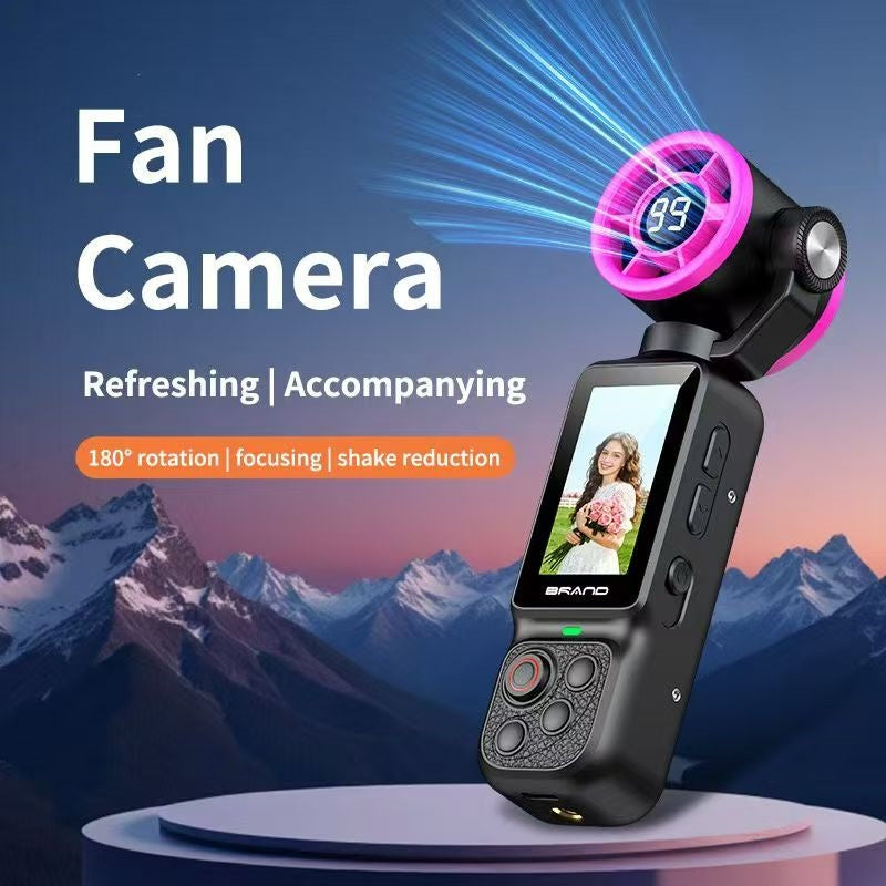 Mini Pocket Action Camera with Cooling Fan, 4K HD Handheld Vlog Video Camera