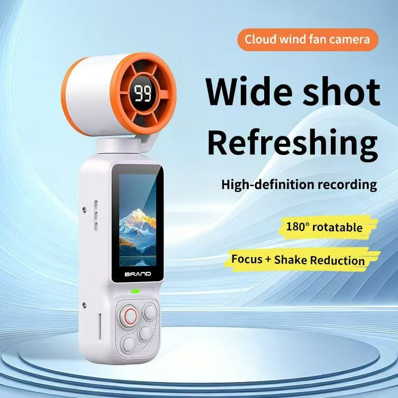 Mini Pocket Action Camera with Cooling Fan, 4K HD Handheld Vlog Video Camera