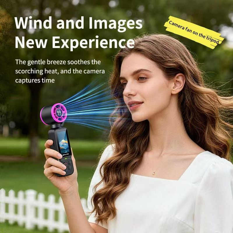 Mini Pocket Action Camera with Cooling Fan, 4K HD Handheld Vlog Video Camera
