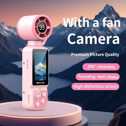 Mini Pocket Action Camera with Cooling Fan, 4K HD Handheld Vlog Video Camera