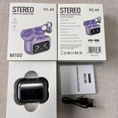 Cute LED Screen Open Ear Clip Bluetooth Earphones, Lightweight Clip-On Sports Wireless Earbuds