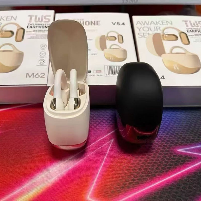 OWS-M62 OWS Open Ear Hook Bluetooth Earbuds, Electroplated Fashion Wireless Sports Headphones