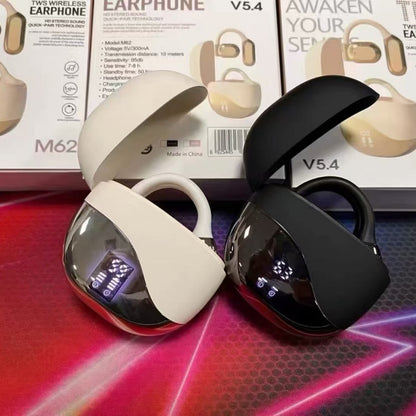 OWS-M62 OWS Open Ear Hook Bluetooth Earbuds, Electroplated Fashion Wireless Sports Headphones