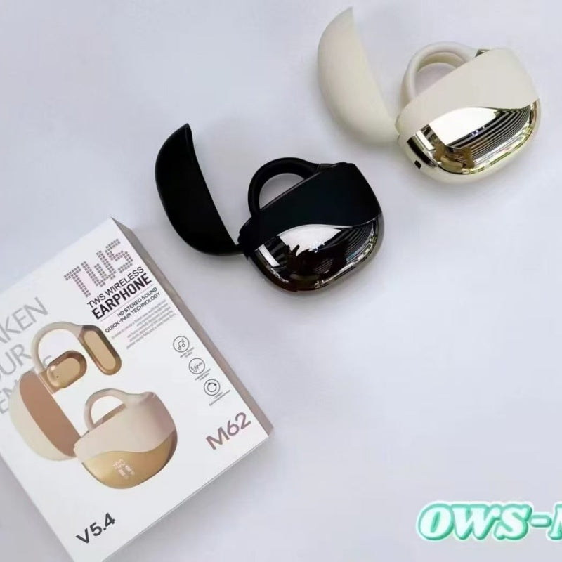 OWS-M62 OWS Open Ear Hook Bluetooth Earbuds, Electroplated Fashion Wireless Sports Headphones