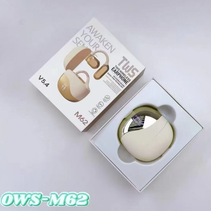 OWS-M62 OWS Open Ear Hook Bluetooth Earbuds, Electroplated Fashion Wireless Sports Headphones