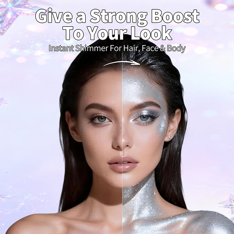Silver Hair and Body Shimmer Spray Powder