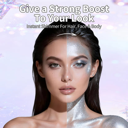 Silver Hair and Body Shimmer Spray Powder