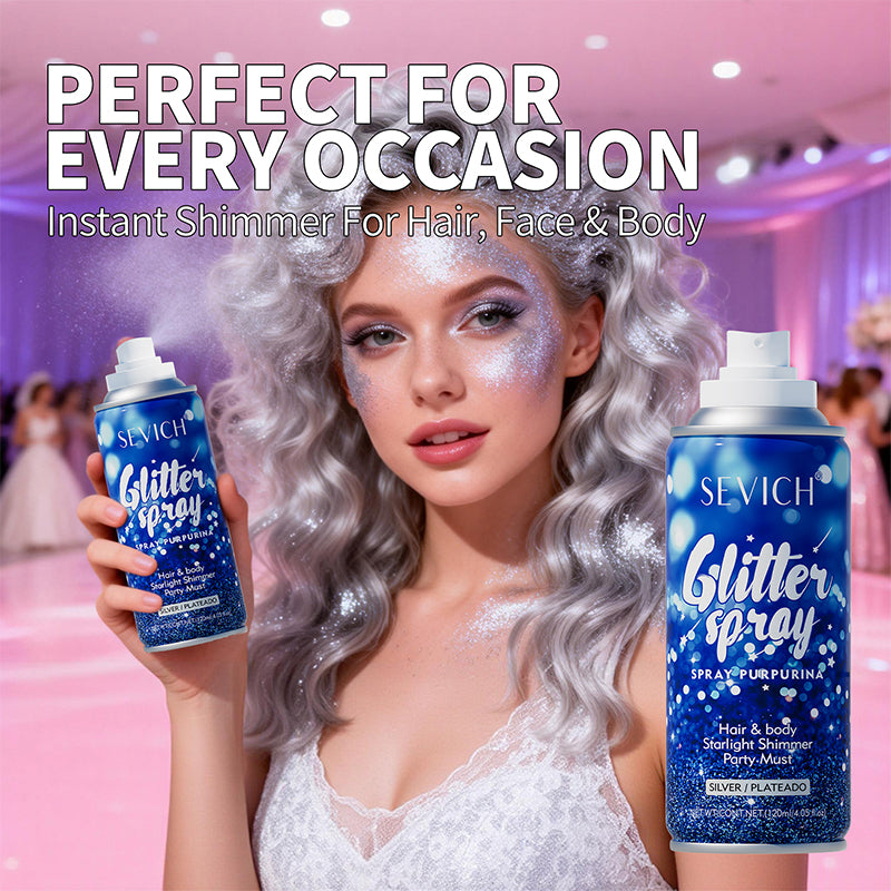 Silver Hair and Body Shimmer Spray Powder