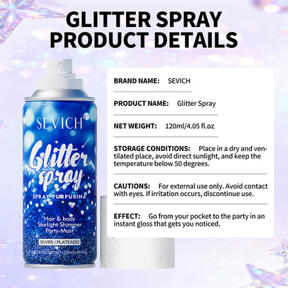 Silver Hair and Body Shimmer Spray Powder