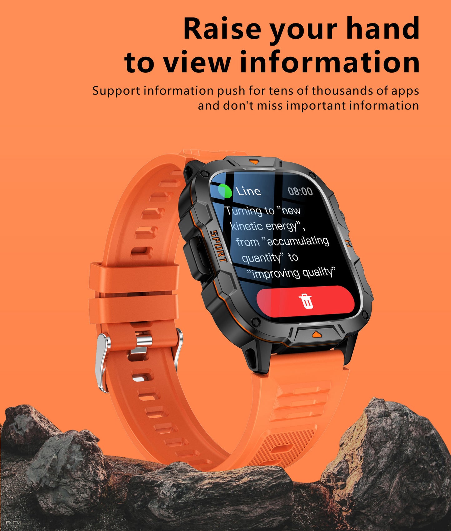 Square Military Smart Watch With Wireless Call & Emergency SOS Function
