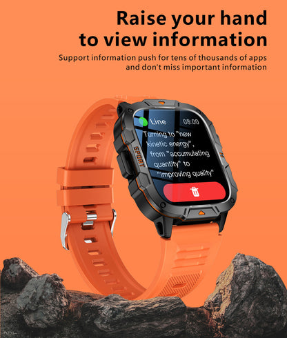 Square Military Smart Watch With Wireless Call & Emergency SOS Function