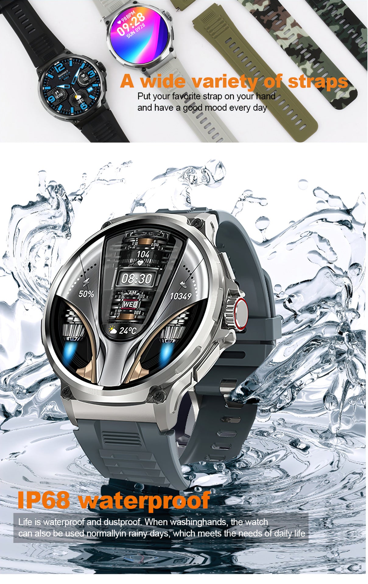 LIGE Big Screen Outdoor Sports Smart Watch Dial Call