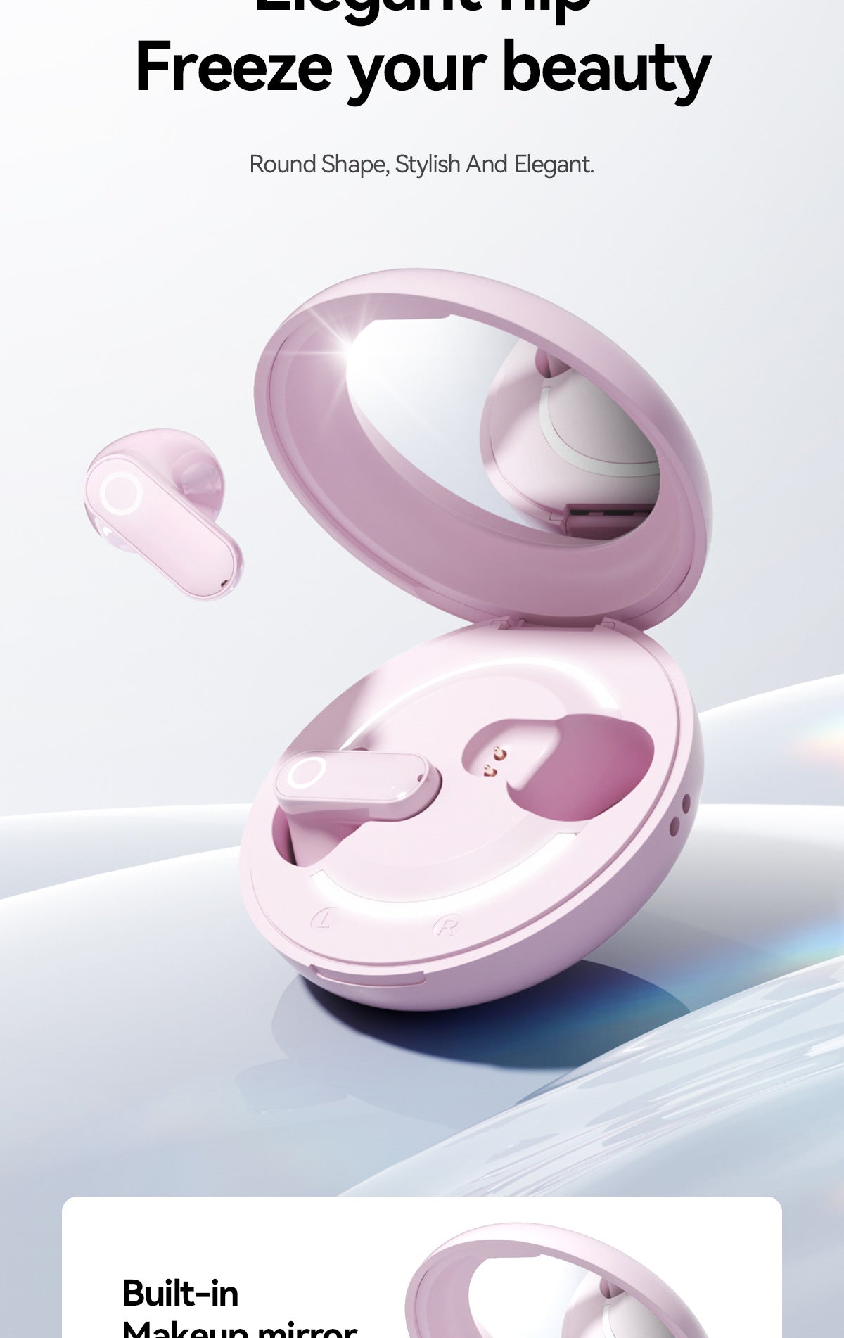 Makeup Mirror Bluetooth Earbuds | Large Sound Field Comfort Wireless Headphones