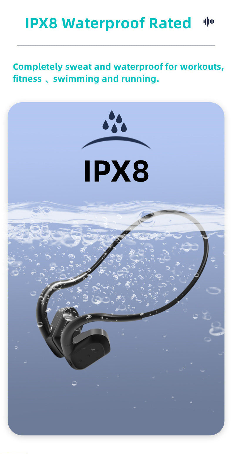 IPX8 Waterproof Swimming bone conduction headphon with 32G