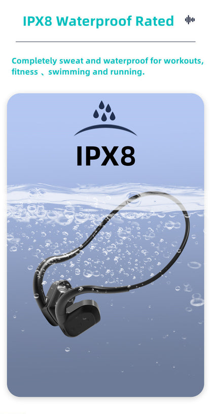 IPX8 Waterproof Swimming bone conduction headphon with 32G