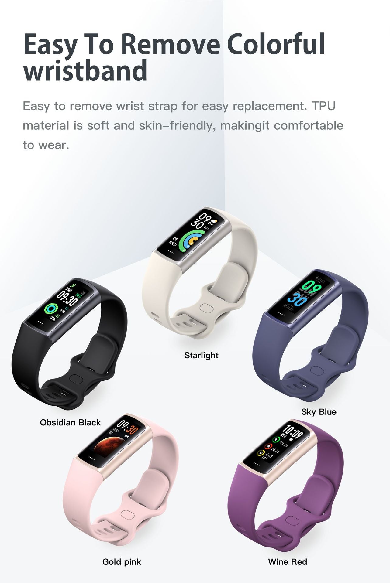Colorful Replaceable Strap Fitness Tracker Smart Band