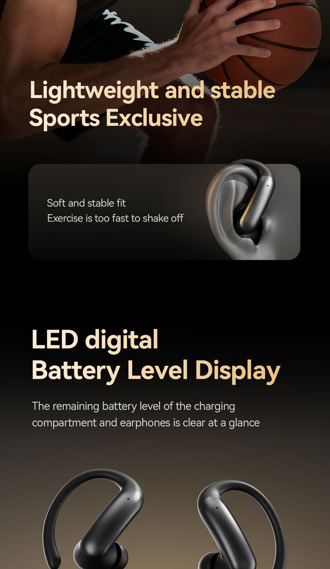 IMAX Surround Sound Open Ear Earhooks Stable Fit Sports Bluetooth Earbuds