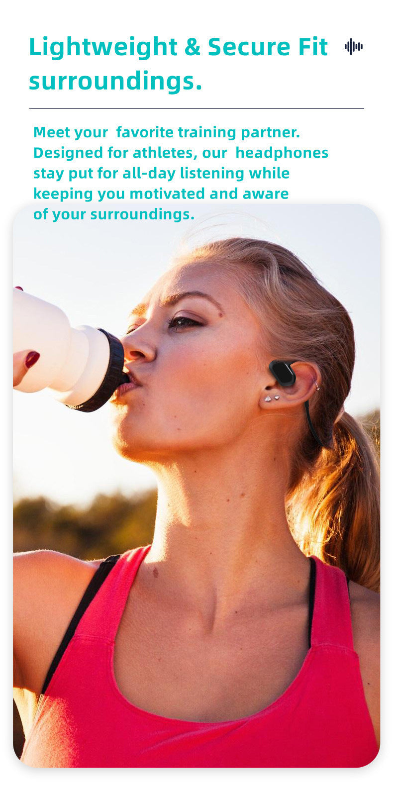 IPX8 Waterproof Swimming bone conduction headphon with 32G
