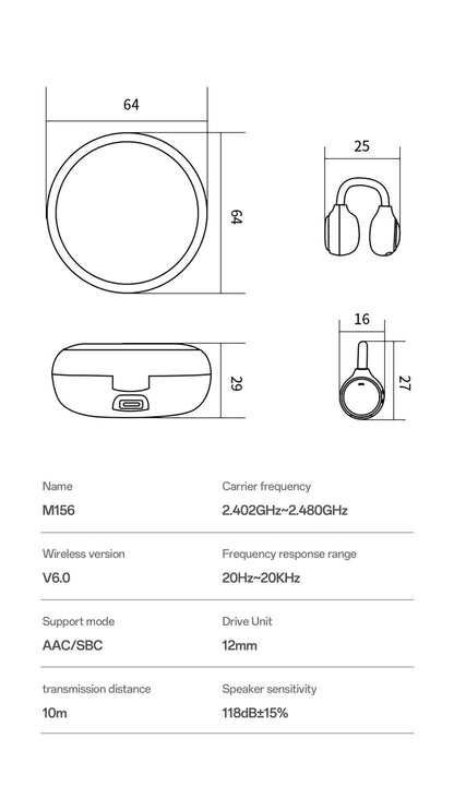 Clip-On Open Ear Earbuds | Zero Leak Spatial Audio Headset