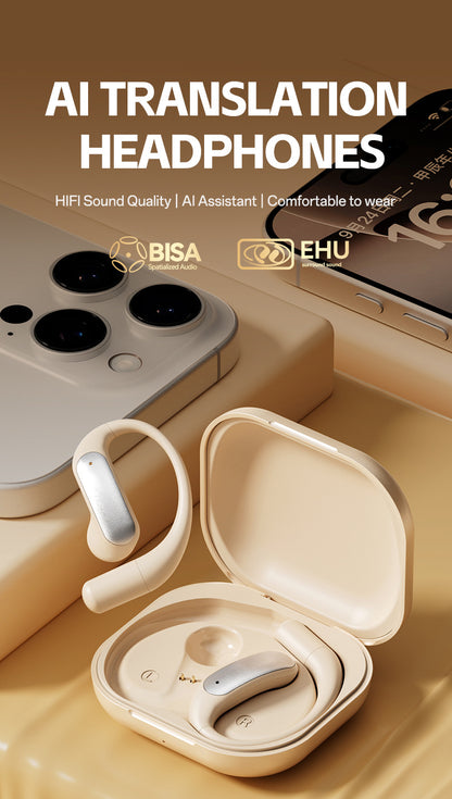 Multi-Language AI Translation Open Ear Bluetooth 5.4 Earbuds