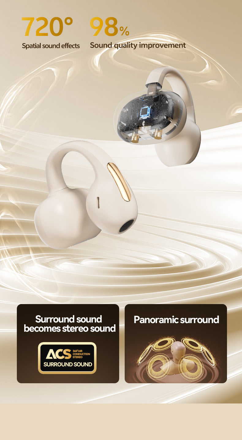 Open Ear Clip TWS Wireless Earbuds ACS Panoramic Surround Sound Bluetooth Sports Headphones