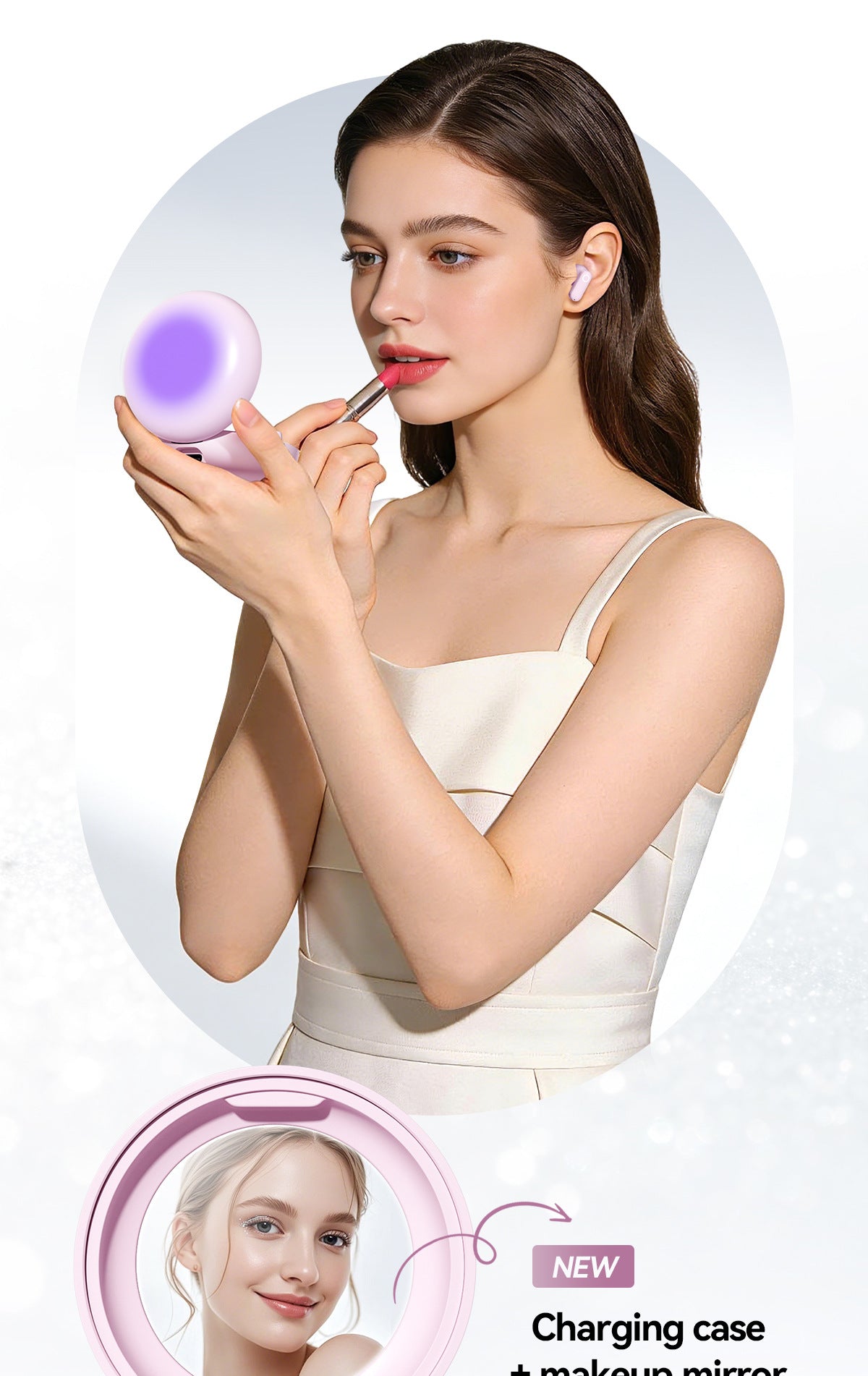 Makeup Mirror Bluetooth Earbuds | Large Sound Field Comfort Wireless Headphones