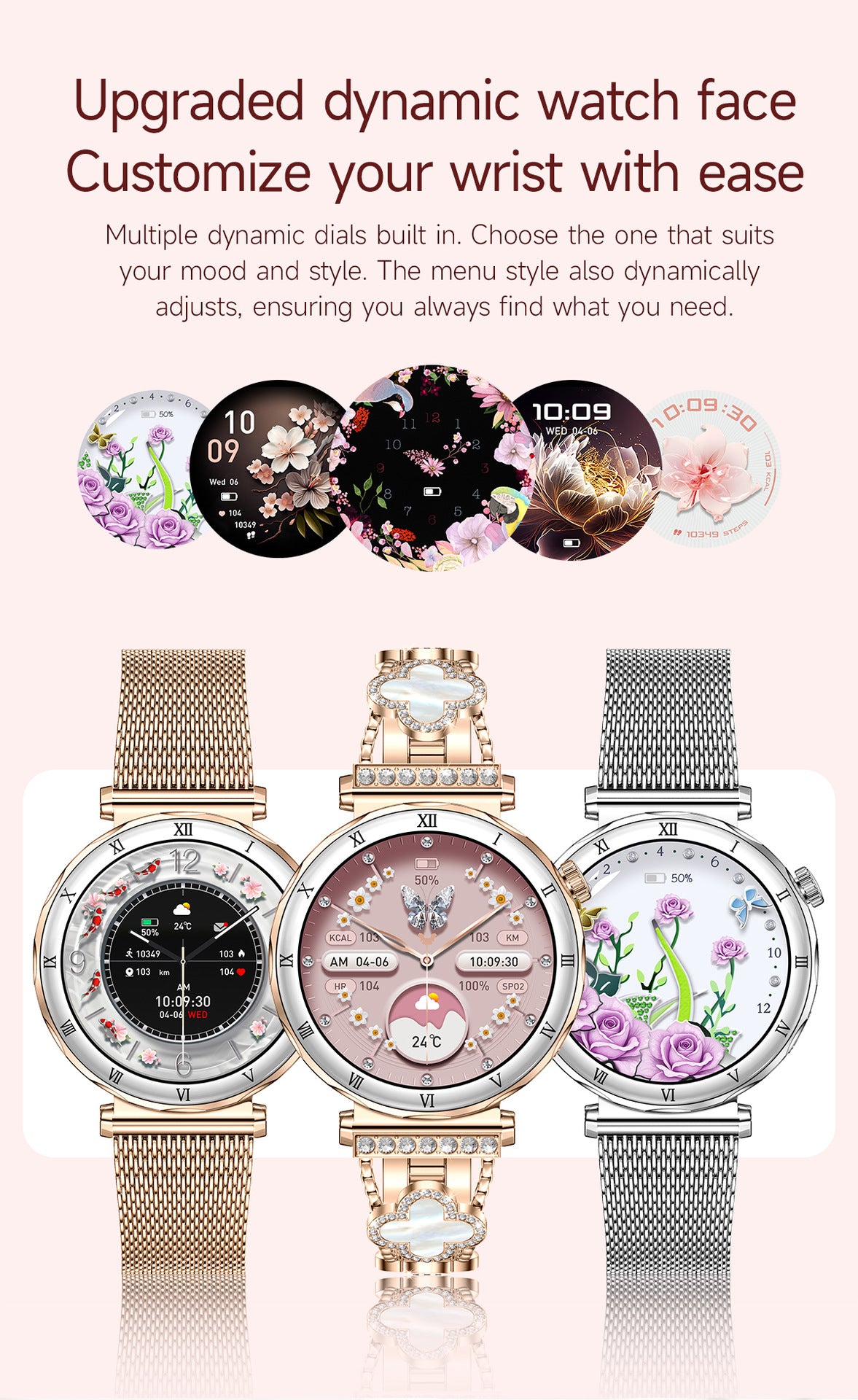 Women Smart Watch, Luxury Diamond Bluetooth Call Smartwatch for Ladies