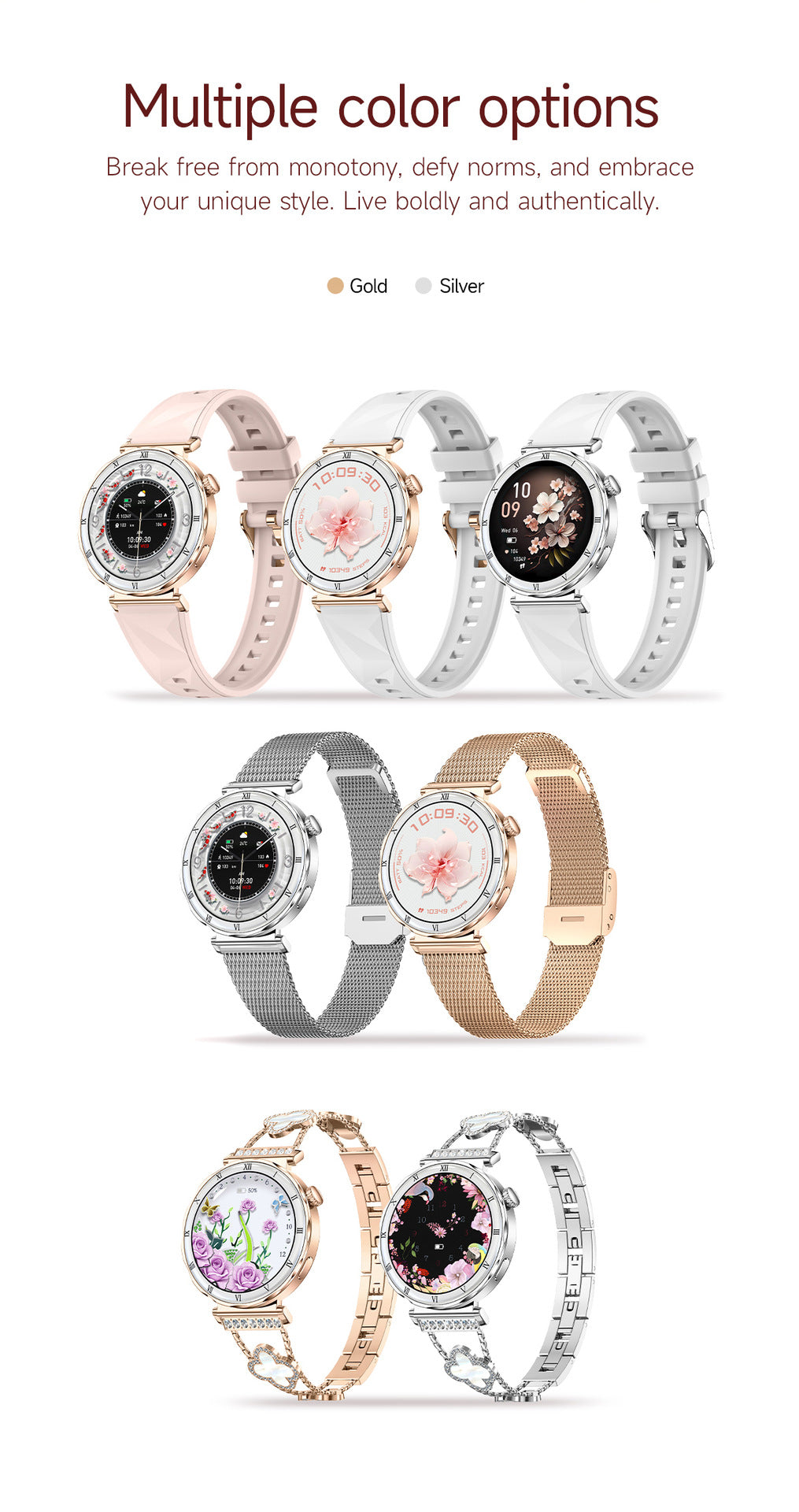 Women Smart Watch, Luxury Diamond Bluetooth Call Smartwatch for Ladies