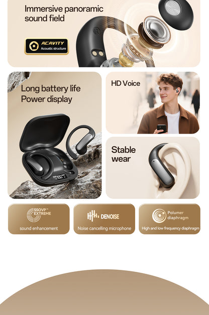 Open Ear Bluetooth Earbuds V5.4 Strong Bass 360 Spatial Surround Headphones