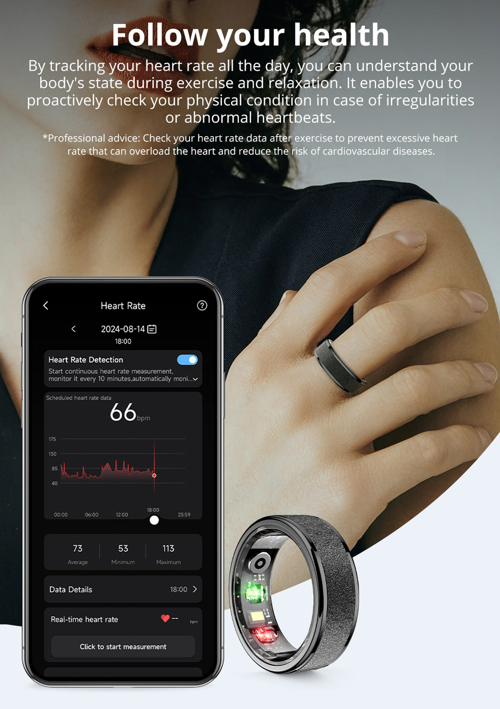 Smart Health Ring Fitness Tracker Ring For Sleep Heart Rate Monitoring