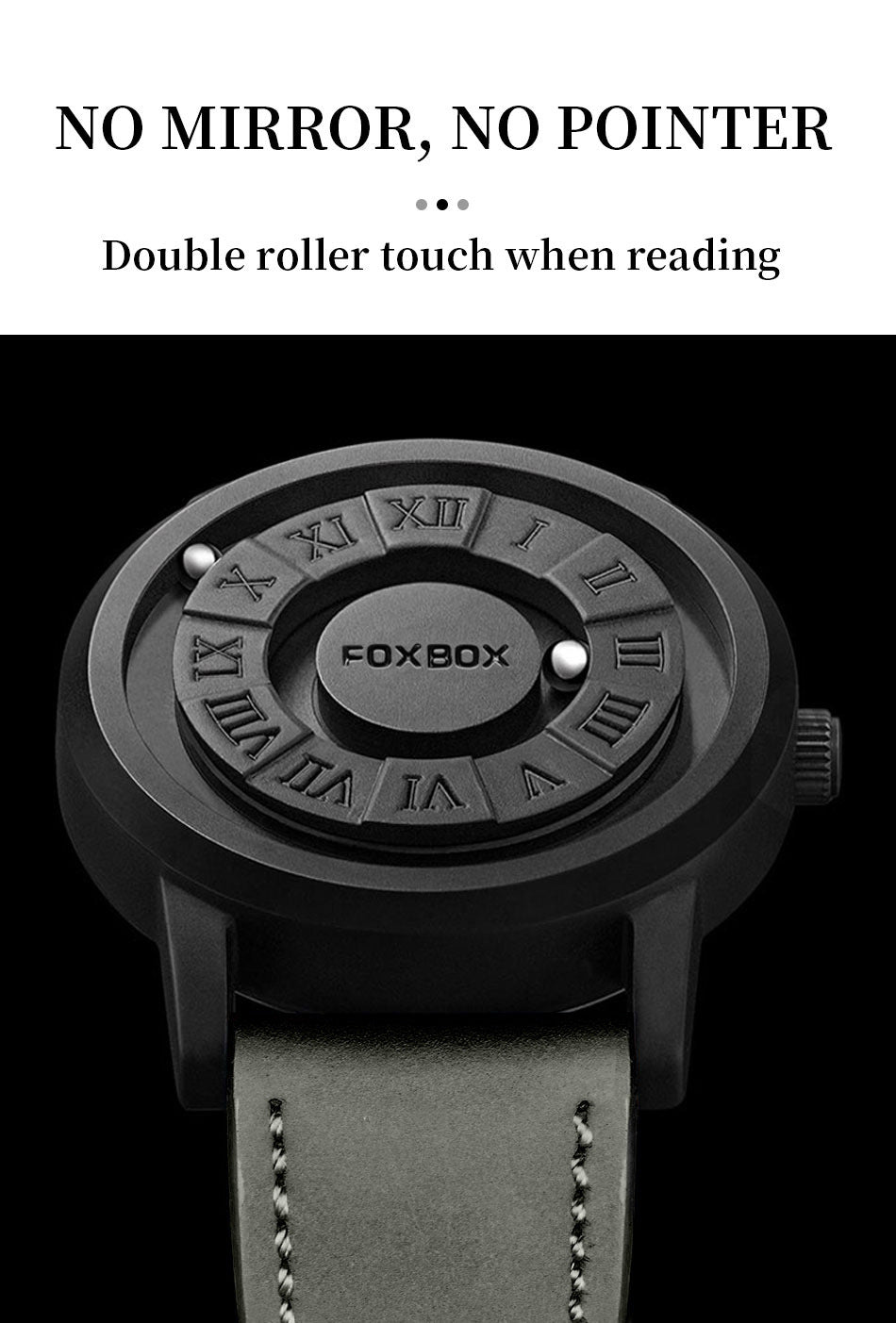 Fashion Scrolling Dial Leather Steel Band Mens Minimalist Watch