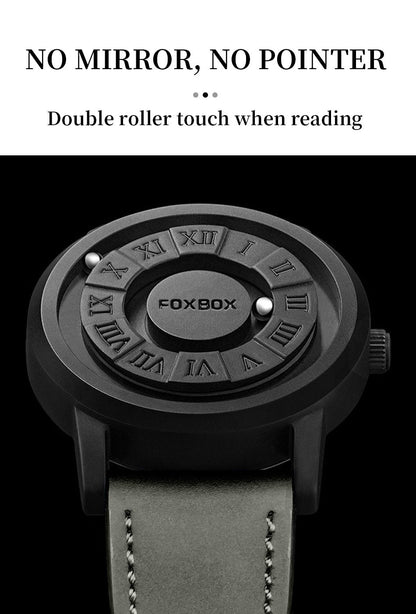 Fashion Scrolling Dial Leather Steel Band Mens Minimalist Watch