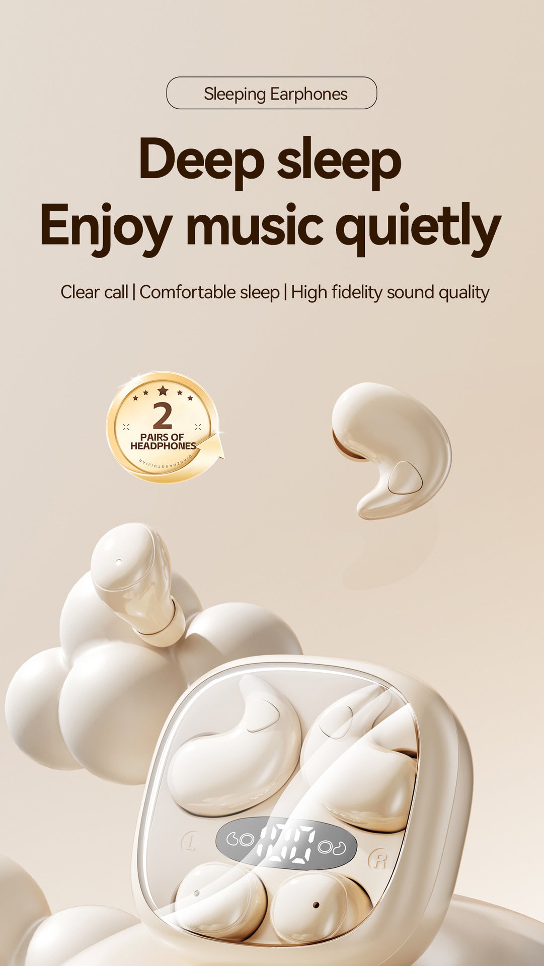 Invisible Sleep Wireless Earbuds Noise Masking Soundproof Mini Bluetooth Earphones for Sleeping Snoring
