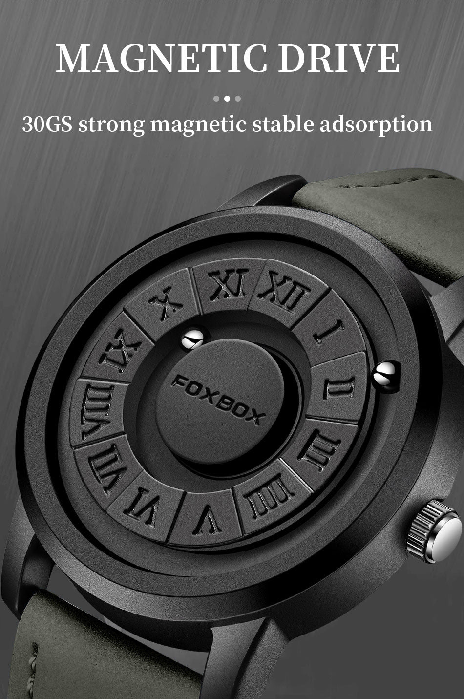Fashion Scrolling Dial Leather Steel Band Mens Minimalist Watch