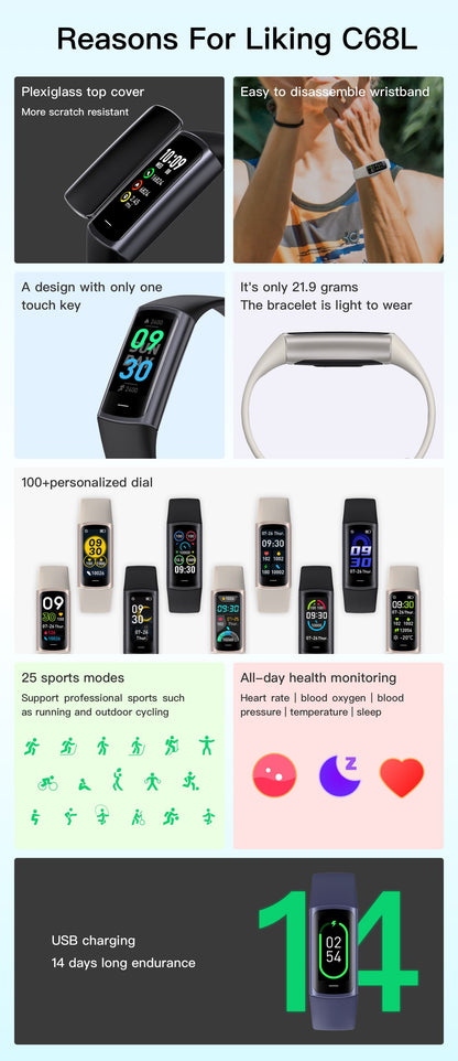 Colorful Replaceable Strap Fitness Tracker Smart Band