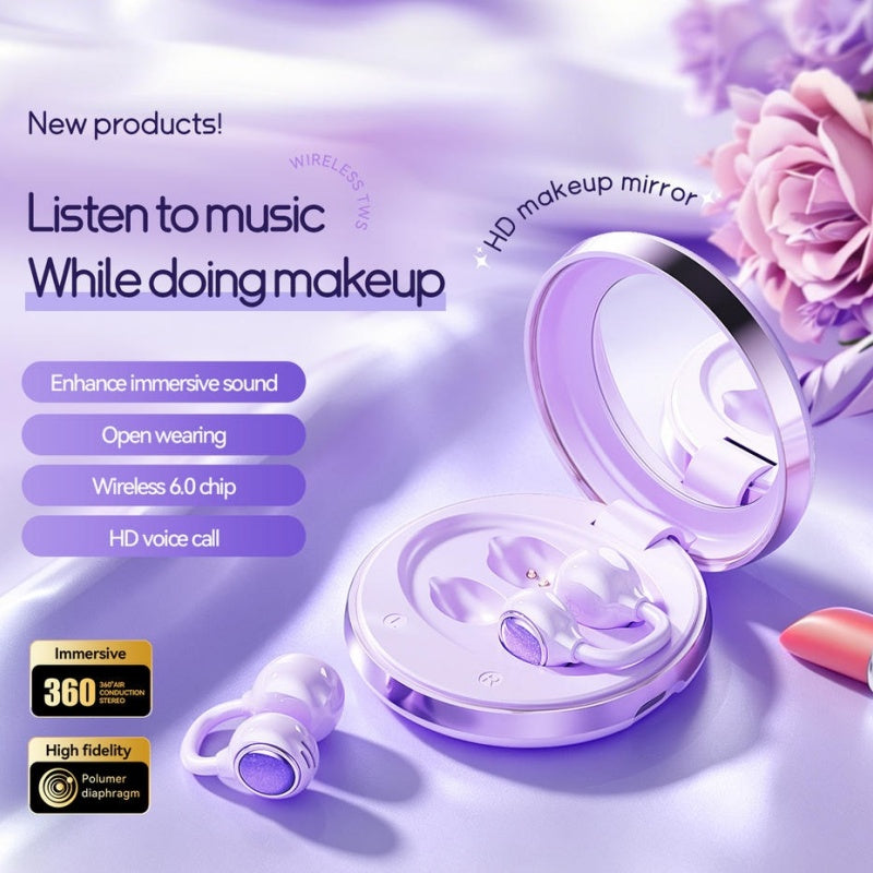 Clip-On Open Ear Wireless Earbuds Bluetooth 5.4 ACS 360° Surround Sound HiFi HD Call Earphones